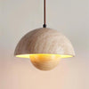Wabi-Sabi Travertine Flower Bud Pendant Lamp