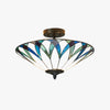 TF Allanton Tiffany Semi Flush Ceiling Light – Art Nouveau Patterned Shade for Living or Dining