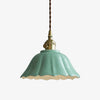 Vintage Celadon Ceramic Lotus Pendant Light