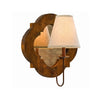 Antique Wood Wall Sconce With Fabric Shade