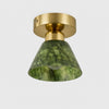 Green Jade and Brushed Brass Flush Mount Ceiling Light
