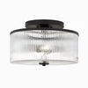 Rilona Striped Glass Drum Ceiling Fixture — Classic Semi-Flush Light for Bedroom or Office U13