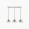 Shimmera 3-Light Linear Pendant – Mirror Glass Shades with Modern Nickel Finish for Dining Rooms