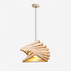 Natural wood slatted pendant light
