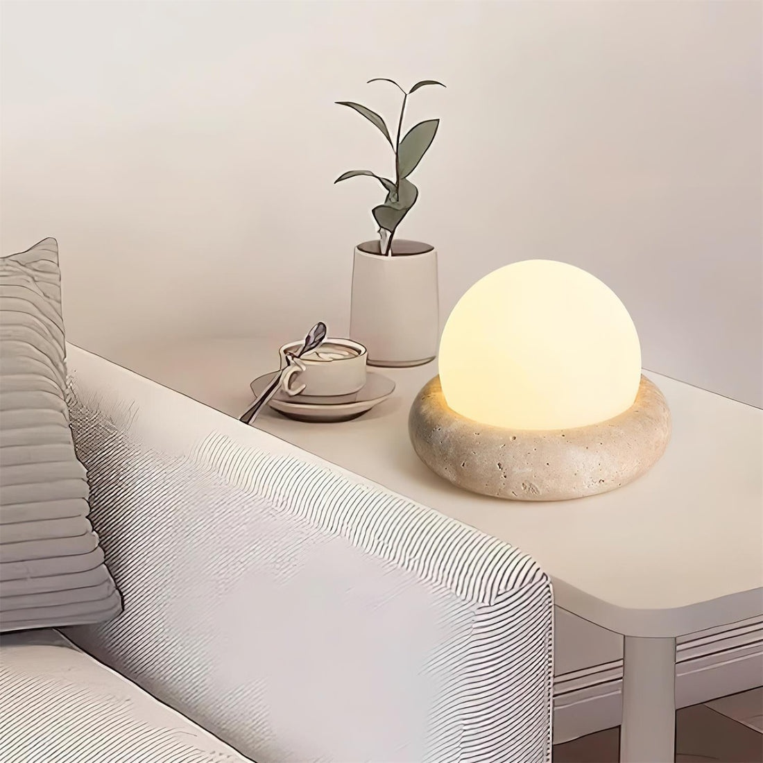 Modern Travertine Cute Mini Orb Table Lamp