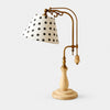 Black Polka Dot vintage wood and brass-tone table lamp