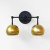 Raw Brass Wall Light - Double Ball Gold Metal Vanity Wall Sconce