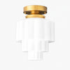 Geotower Glass Brass Ceiling Light – Art Deco Ribbed Globe Flush Mount