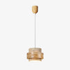 Travertine wood cordless rechargeable pendant lamp full view