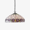 TF Hutchinson Tiffany Glass Pendant Light with Artistic Mosaic Design for Dining and Living Spaces