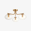Bublaris Bubble-Glass Semi-Flush Ceiling Light - Curved Brass Arms for Living Room or Hallway