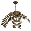 Single layer antique bronze palm leaf chandelier on a white background