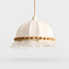 Warm camel scalloped lace fabric pendant lamp on a light background