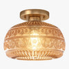 Lurex Stained Pattern Glass Flush Mount Ceiling Light - Engraved Design and Decorative Indoor Lighting U21
