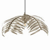 Single layer silver palm leaf chandelier on a white background
