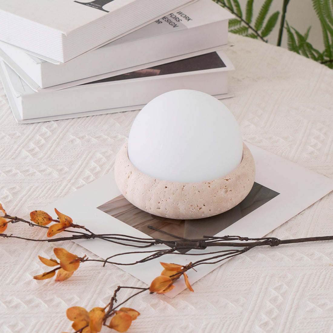Modern Travertine Cute Mini Orb Table Lamp