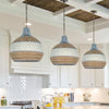 Handwoven Blue Rattan Pendant Light
