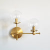 Asymmetric Wall Sconce - Raw Brass or Chrome Finish, Clear & White Glass