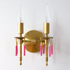 Antique Style Victorian Double Brass Wall Lamp - Sconce With Tassels