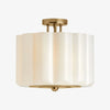 Opelina scalloped milk glass ceiling light, white glass, heritage brass