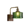 Vintage Ripple Glass Wooden Base Wall Sconce Bedside Lamp with Plug