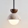 Modern Minimalist Hemisphere Travertine Wood Pendant Lamp
