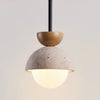 Modern Minimalist Hemisphere Travertine Wood Pendant Lamp