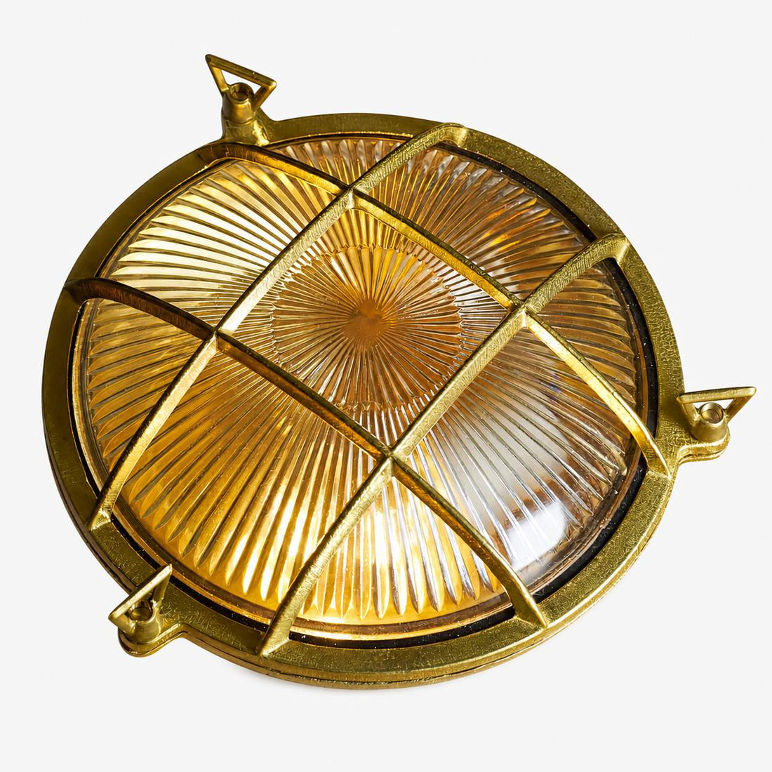 Ivoran Bulkhead Wall Sconce - Brass Caged Glass Vintage Industrial Light for Outdoor and Bathroom