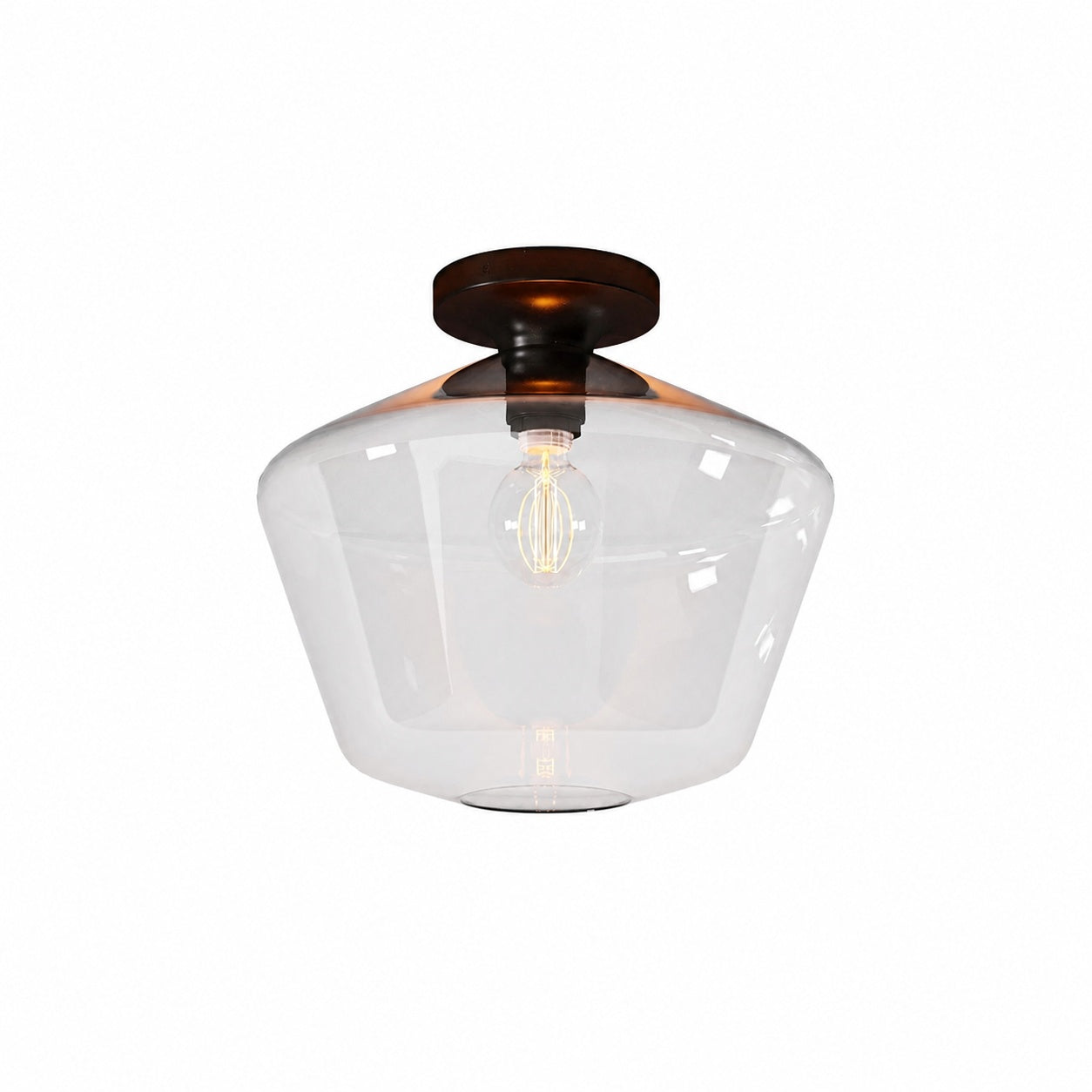 Merin Minimalist Sleek Geometric Glass Flushmount Light