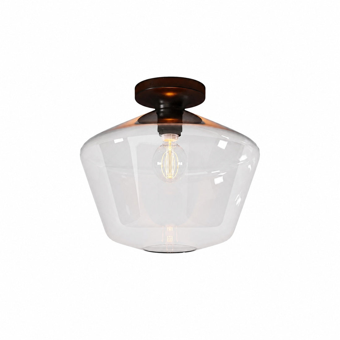 Merin Minimalist Sleek Geometric Glass Flushmount Light
