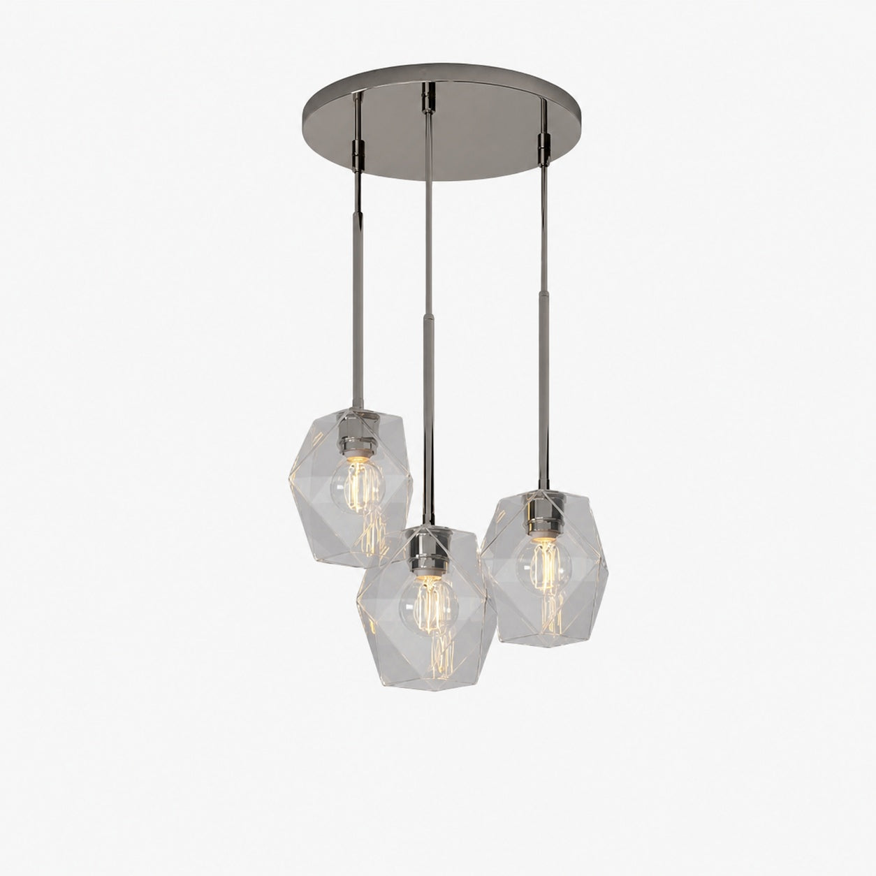 Talvior Sculptural Lighting - 3-Light Faceted Chandelier in Versatile Finishes | Explore Collection