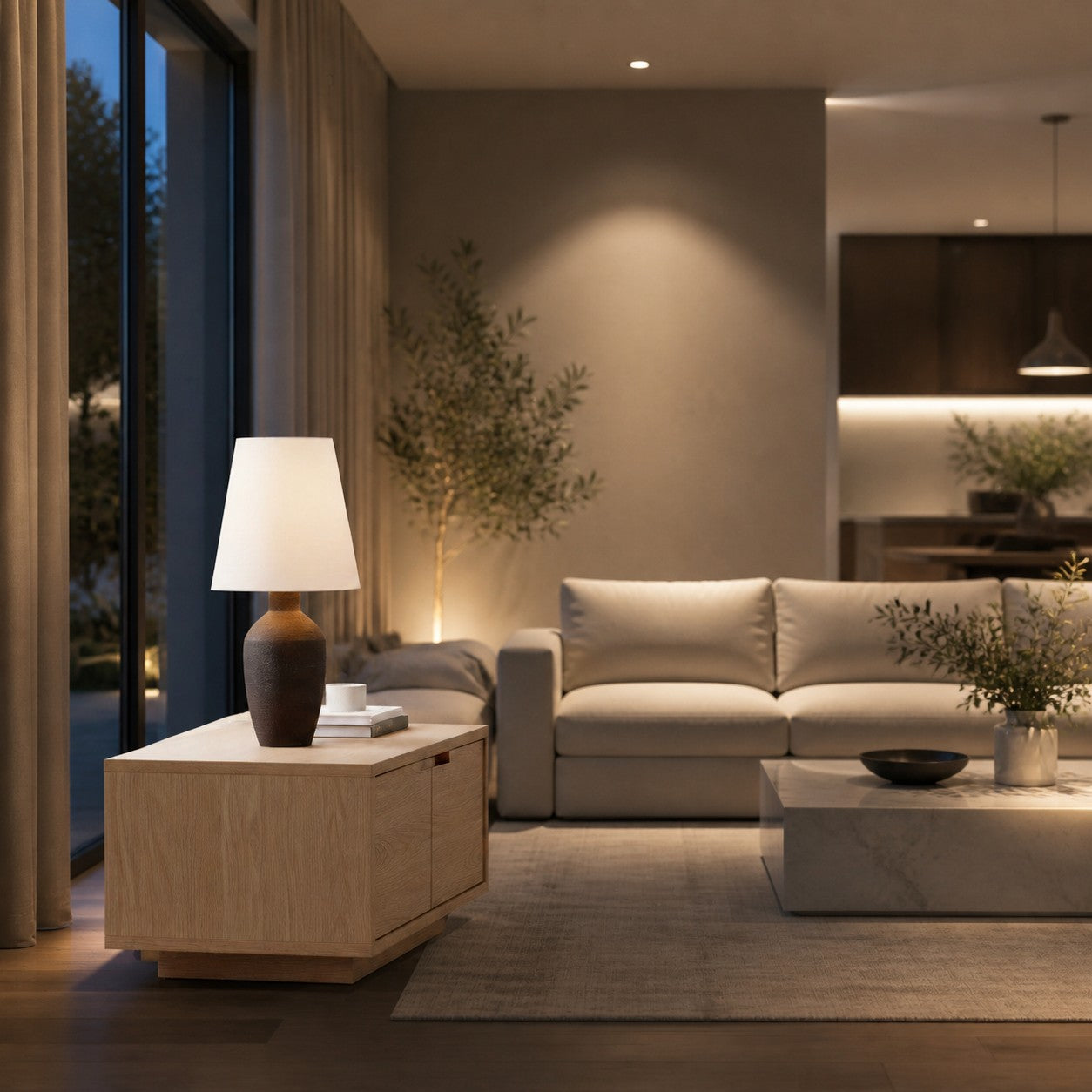 Ceruna Modern Ceramic Table Lamp – Sculptural Body Clean Finish for Entryway and Lounge