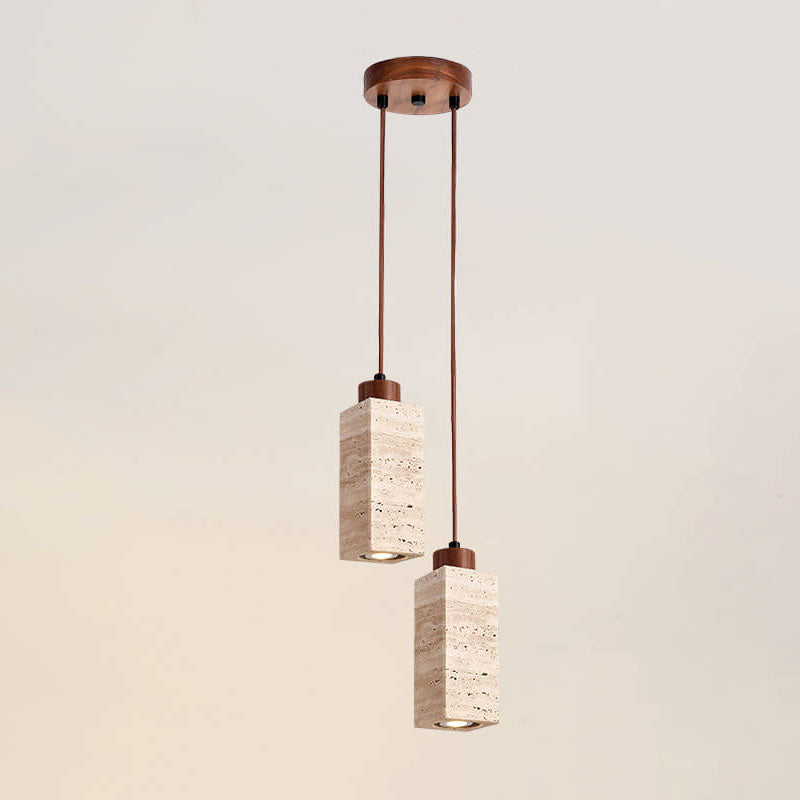 Wabi Sabi Solid Wood Stone Pendant Light