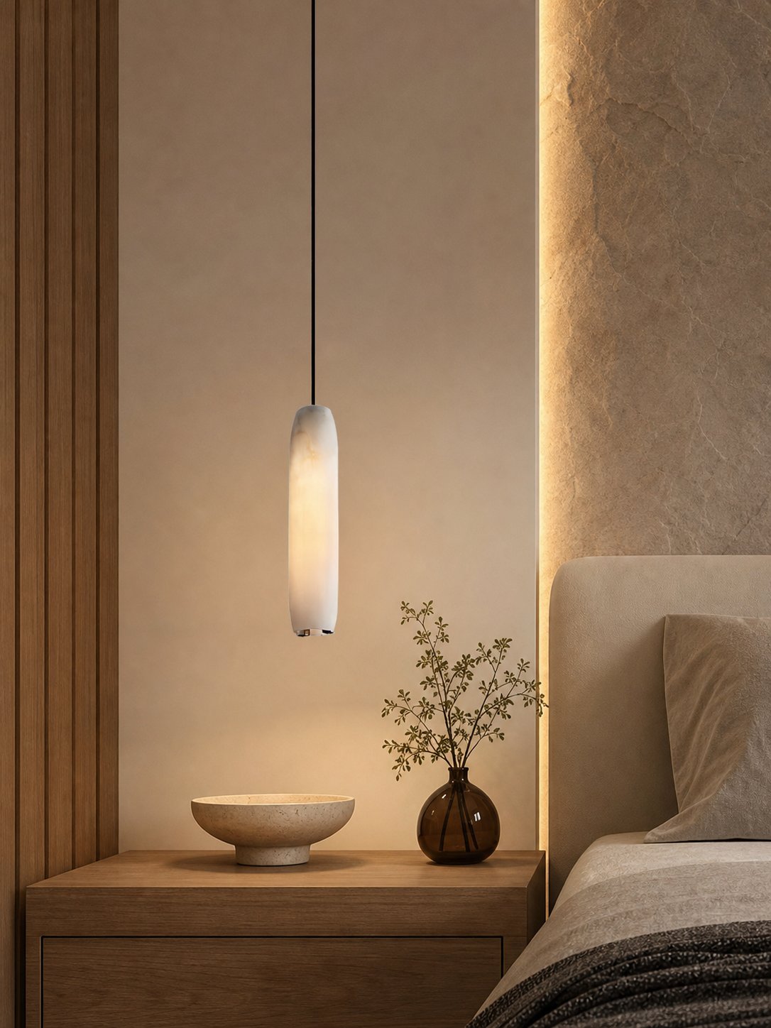 Alabaster Flute Pendant Light