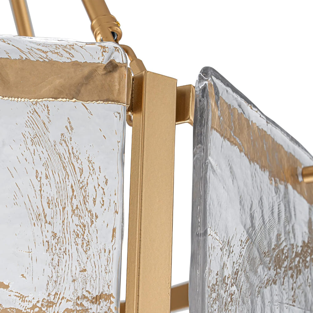 Textured Water Ripple Drum Chandelier - 6-Light Glass Pendant Light