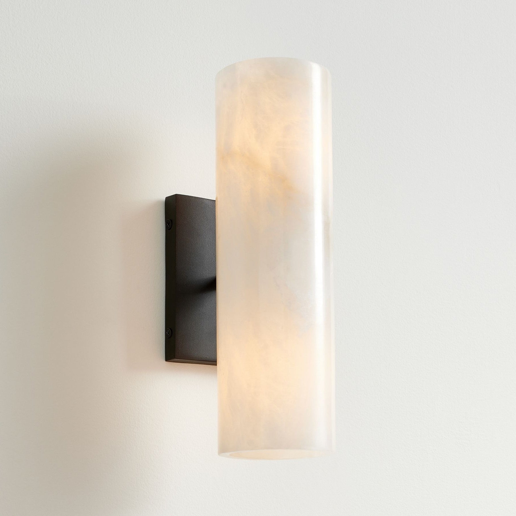 Wolvina Natural Marble Tube Sconce with Sleek Metal Details