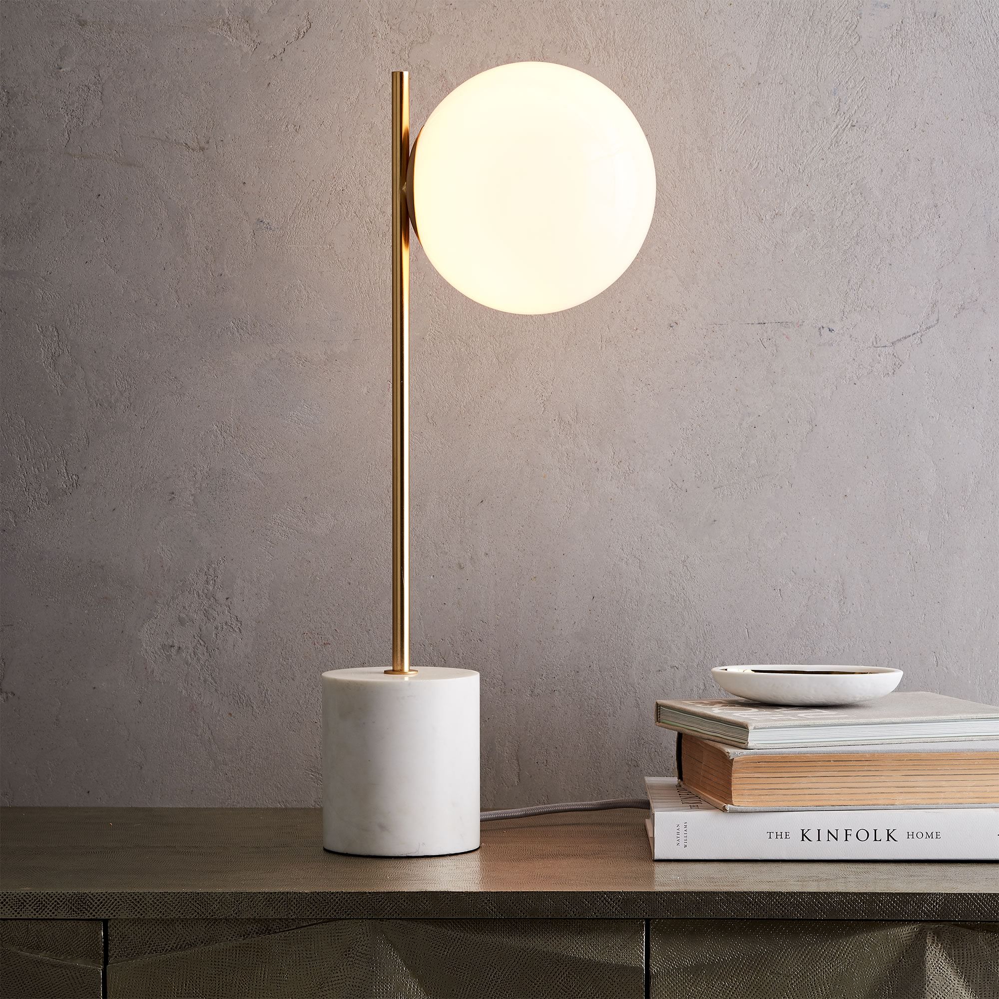 Sphere Alessora Table Lamp - Modern Marble Metal Desk Light