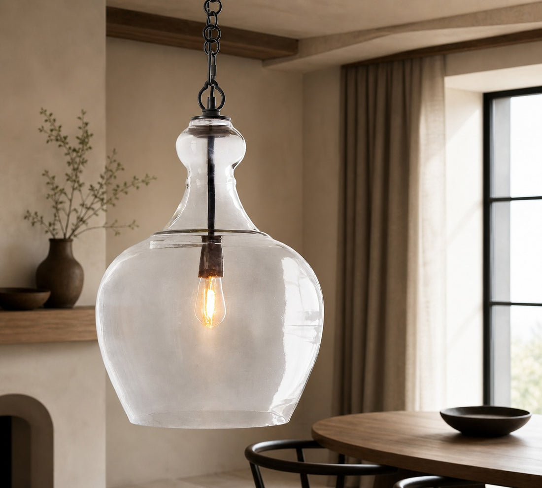 Lawson Glass Pendant Light - Recycled & Milk Glass with Bronze Accent