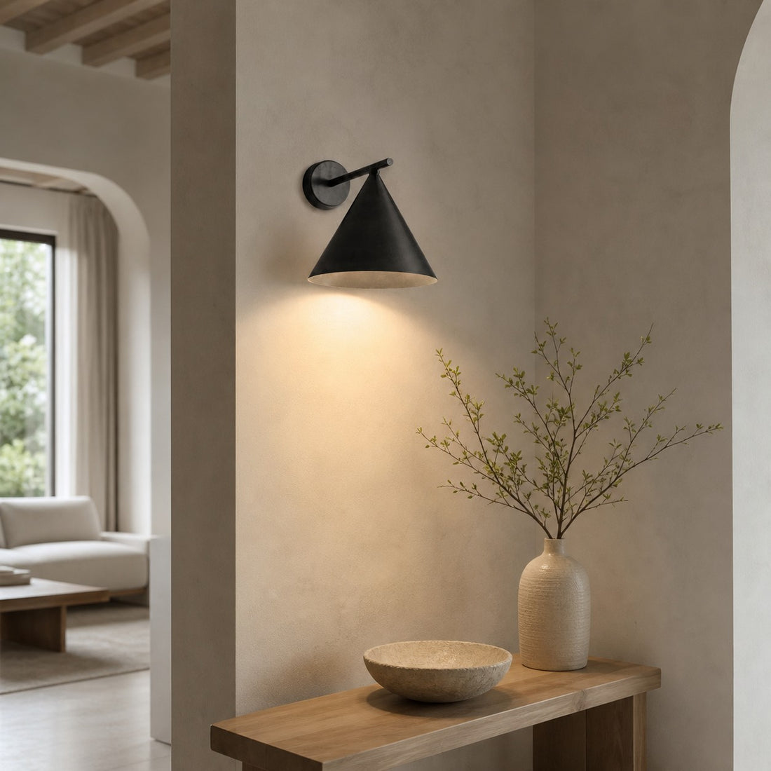 Ivoran Wall Sconce - Metal Acrylic Cone LED Wall Lamp for Living Room