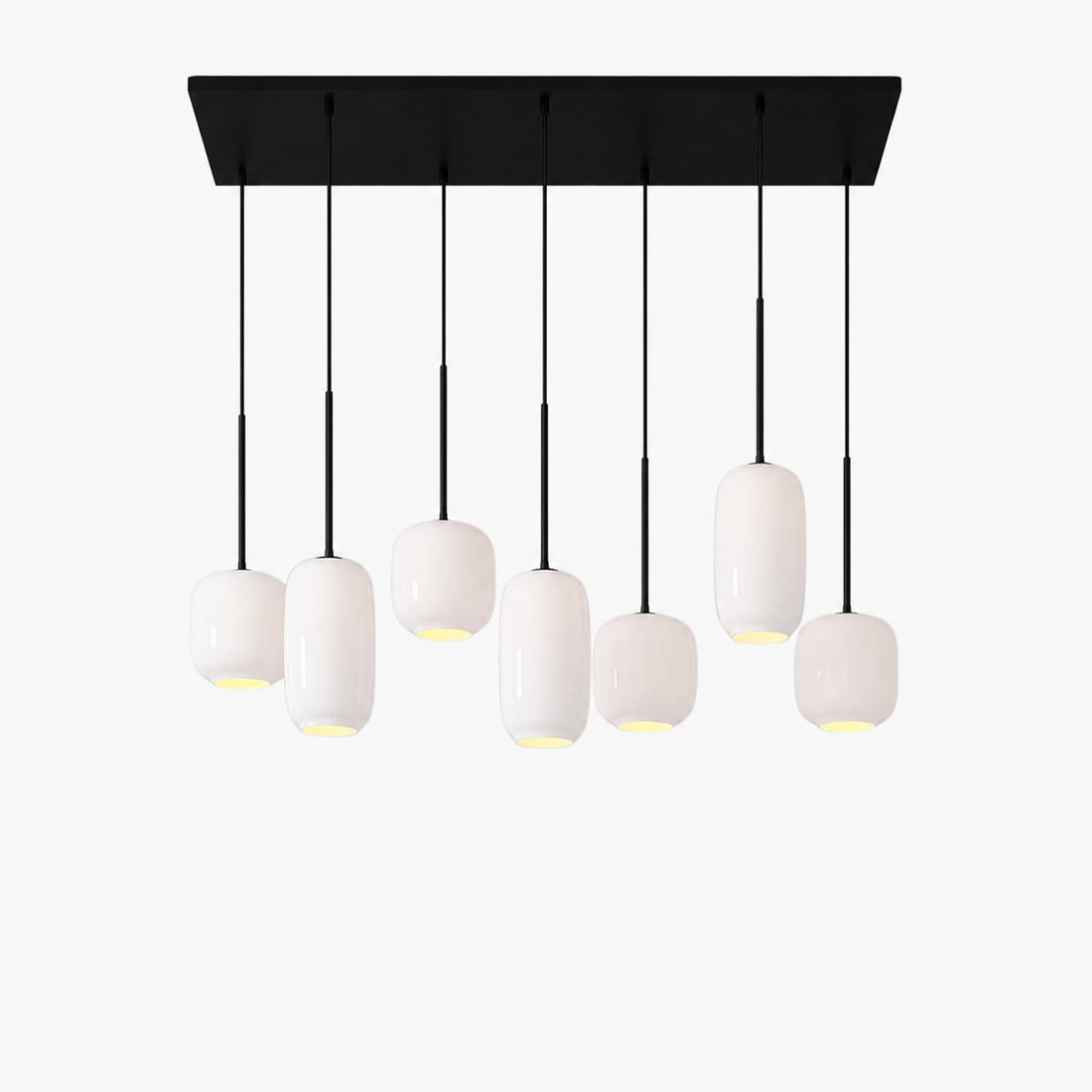Lumivelle Sculptural 7-Light Chandelier – Adjustable Height Modern Glass Pendant