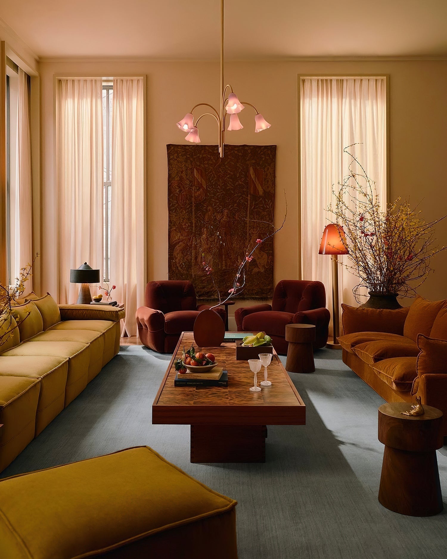 Bellina Modern Romantic Chandelier - Botanical Lily Design with Glass Flowers