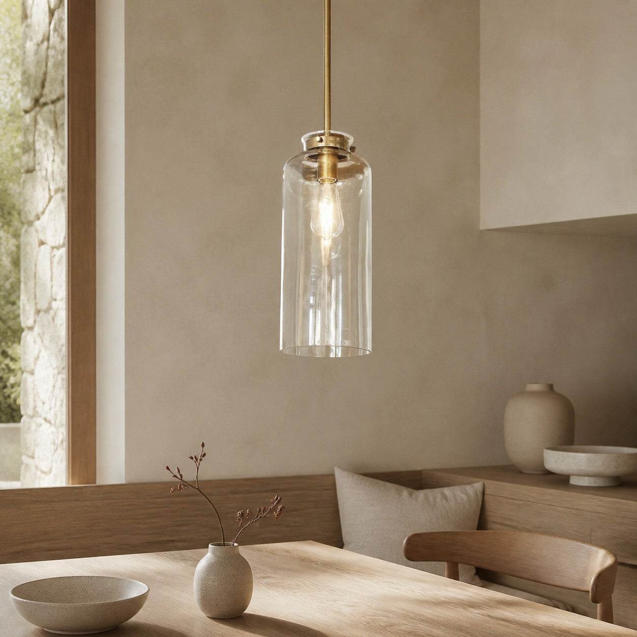 Sterling Minimalist Glass Pendant Collection - Vintage Brass Lighting Design