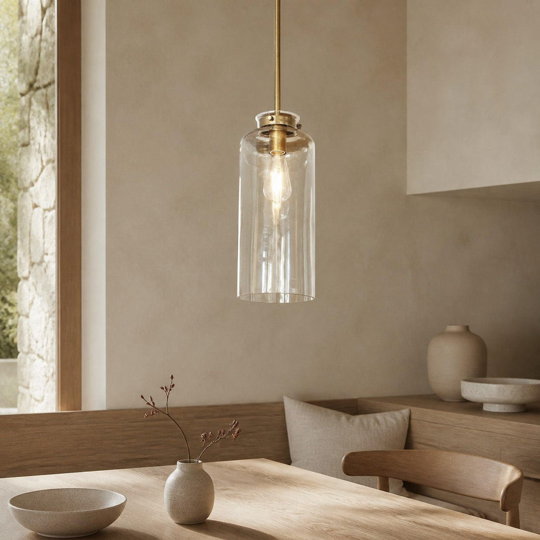 Sterling Minimalist Glass Pendant Collection - Vintage Brass Lighting Design