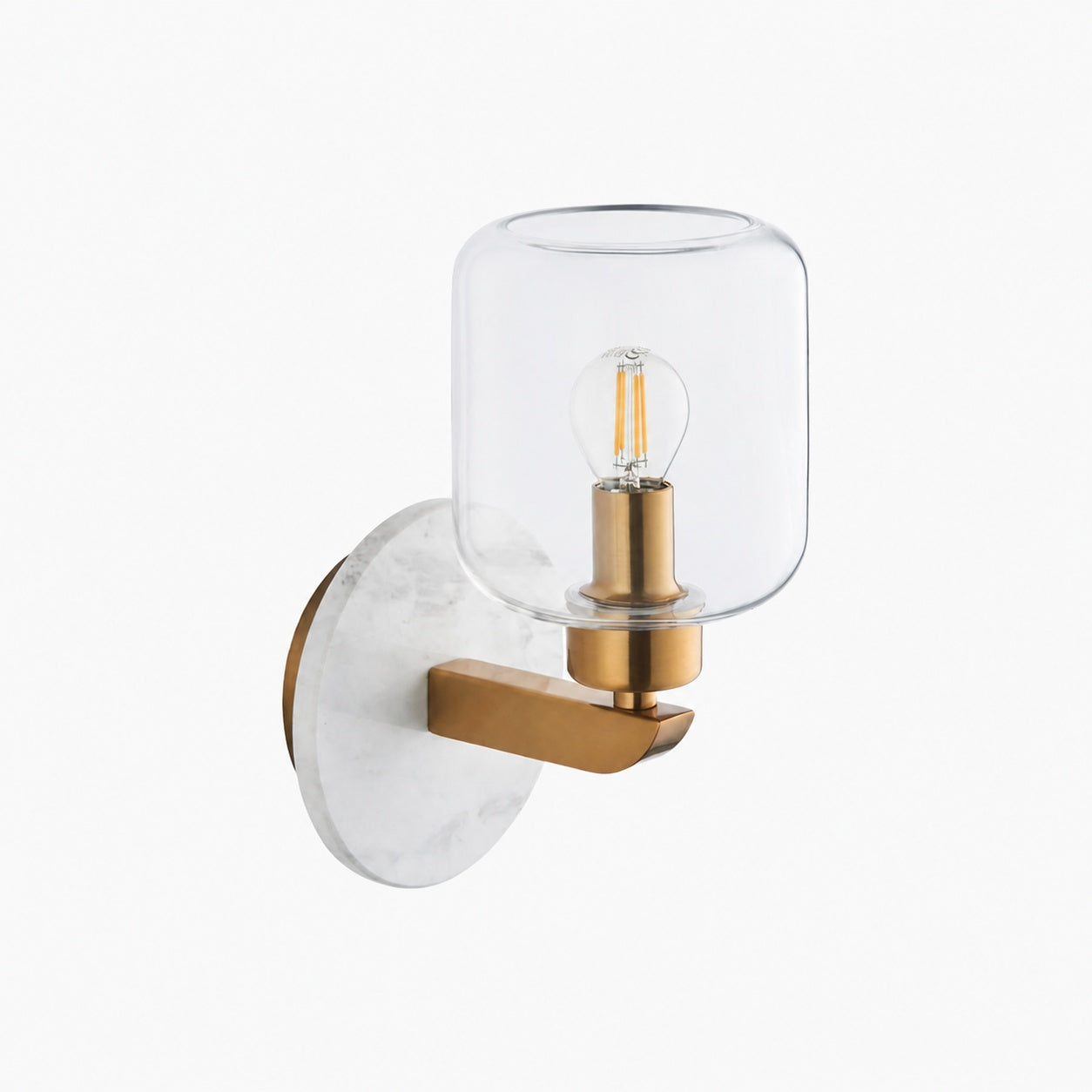 Korlisse Modern Marble Wall Light - Vintage Brass & Clear Glass Accent for Living Room and Hallway