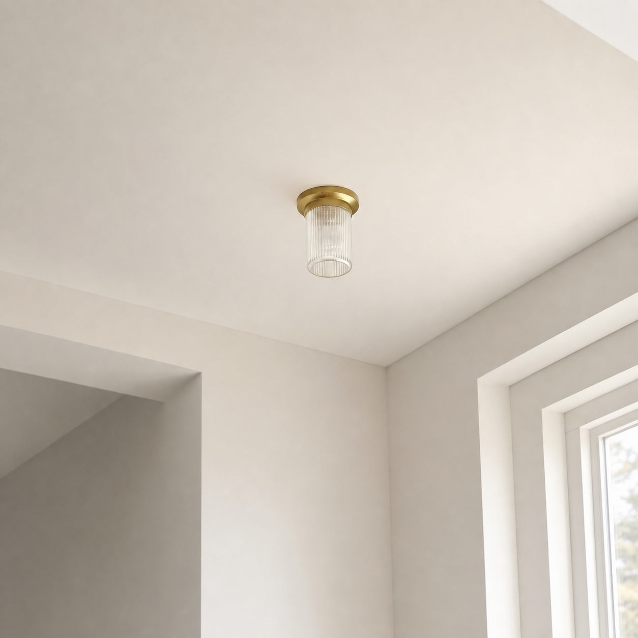 Rivora Fluted Glass Flush Mount – Ribbed Durable Ceiling Light