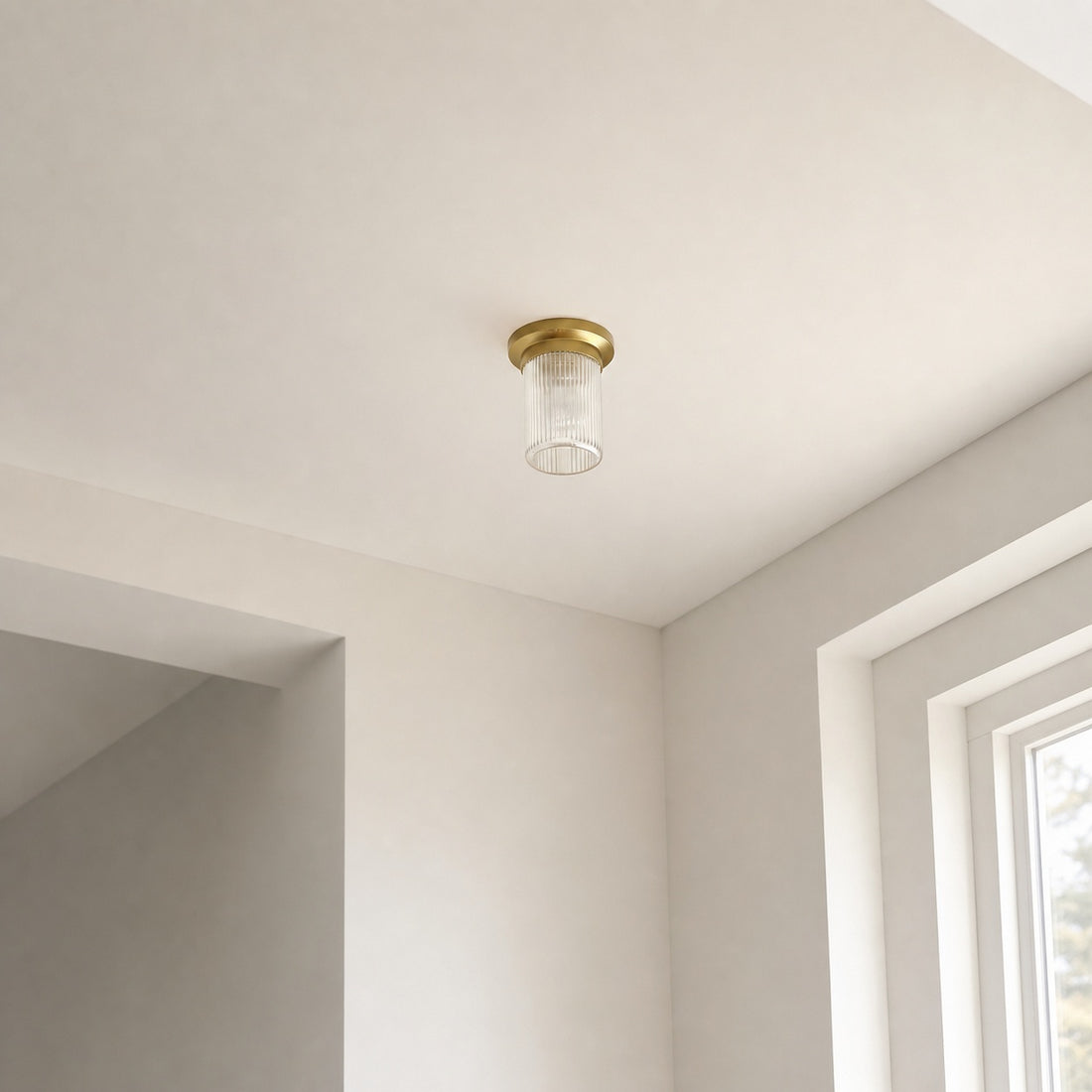 Rivora Fluted Glass Flush Mount – Ribbed Durable Ceiling Light