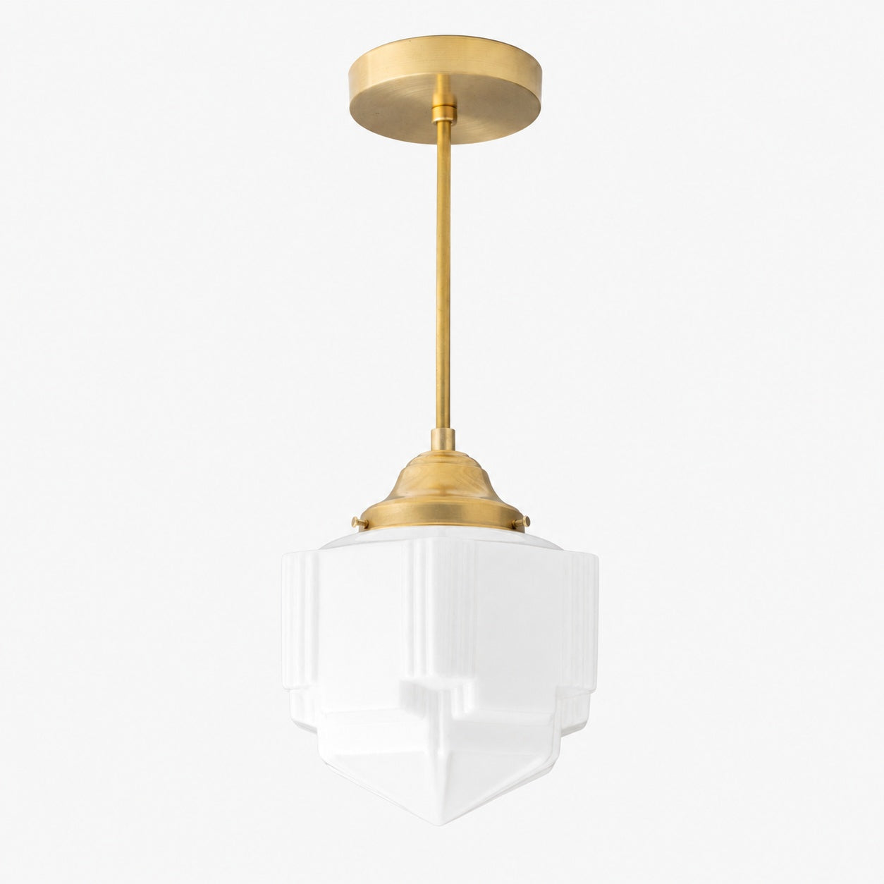 Geotower Glass Modern Pendant Light - Skyscraper Design - Brass or Black or Nickel Finish