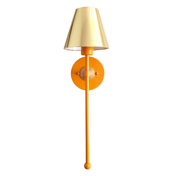 Colorful Single Light Wall Sconce - Brass Accent for Bathroom & Hallway