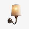 Solmire Fabric Wall Sconce - Vintage Linen Cotton Shade with Curved Metal Arm for Bedroom and Hallway