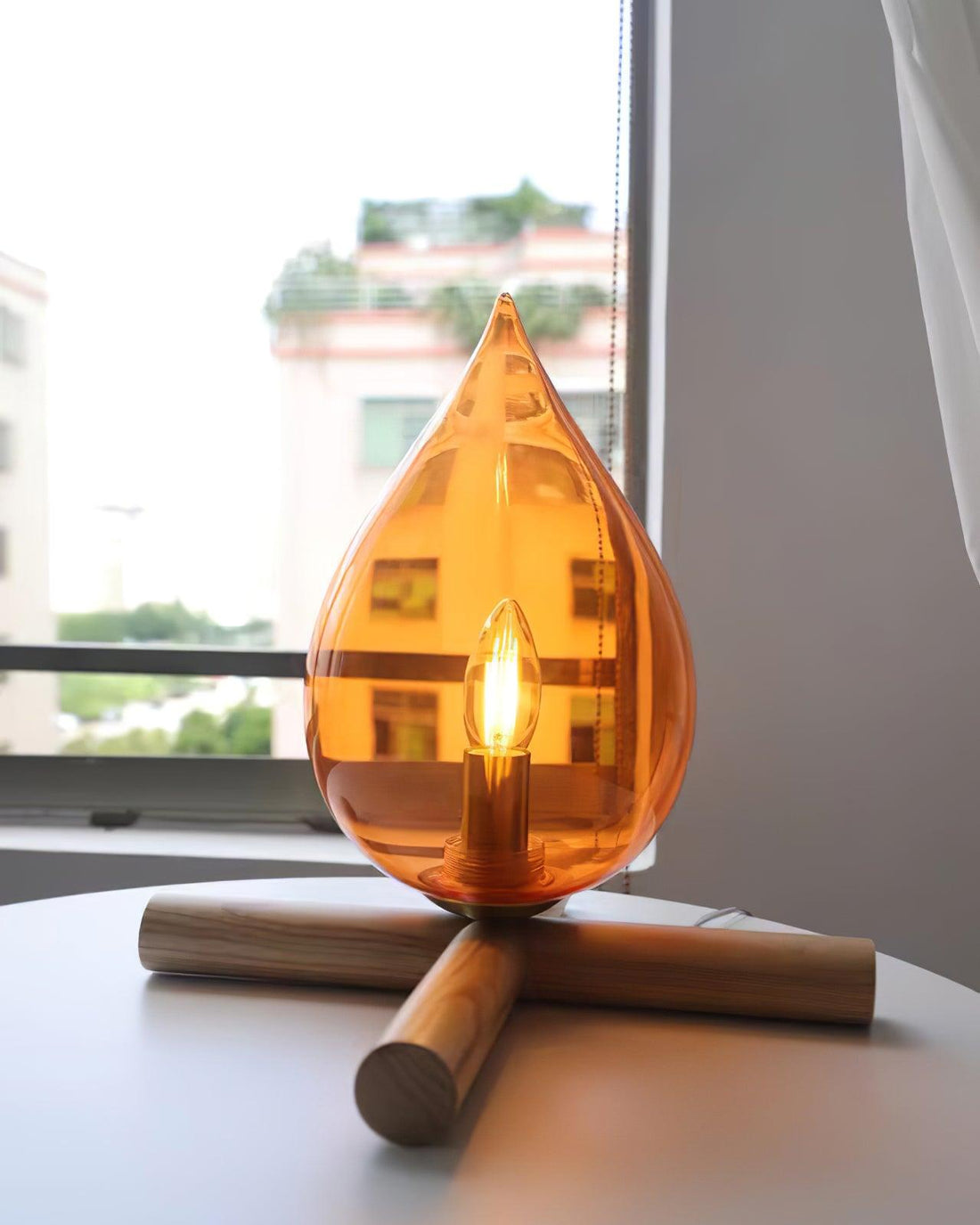 Firewood Stack Flame Table Lamp